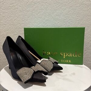 Kate Spade Women's Viena Black Satin Heels Size 7 NWT